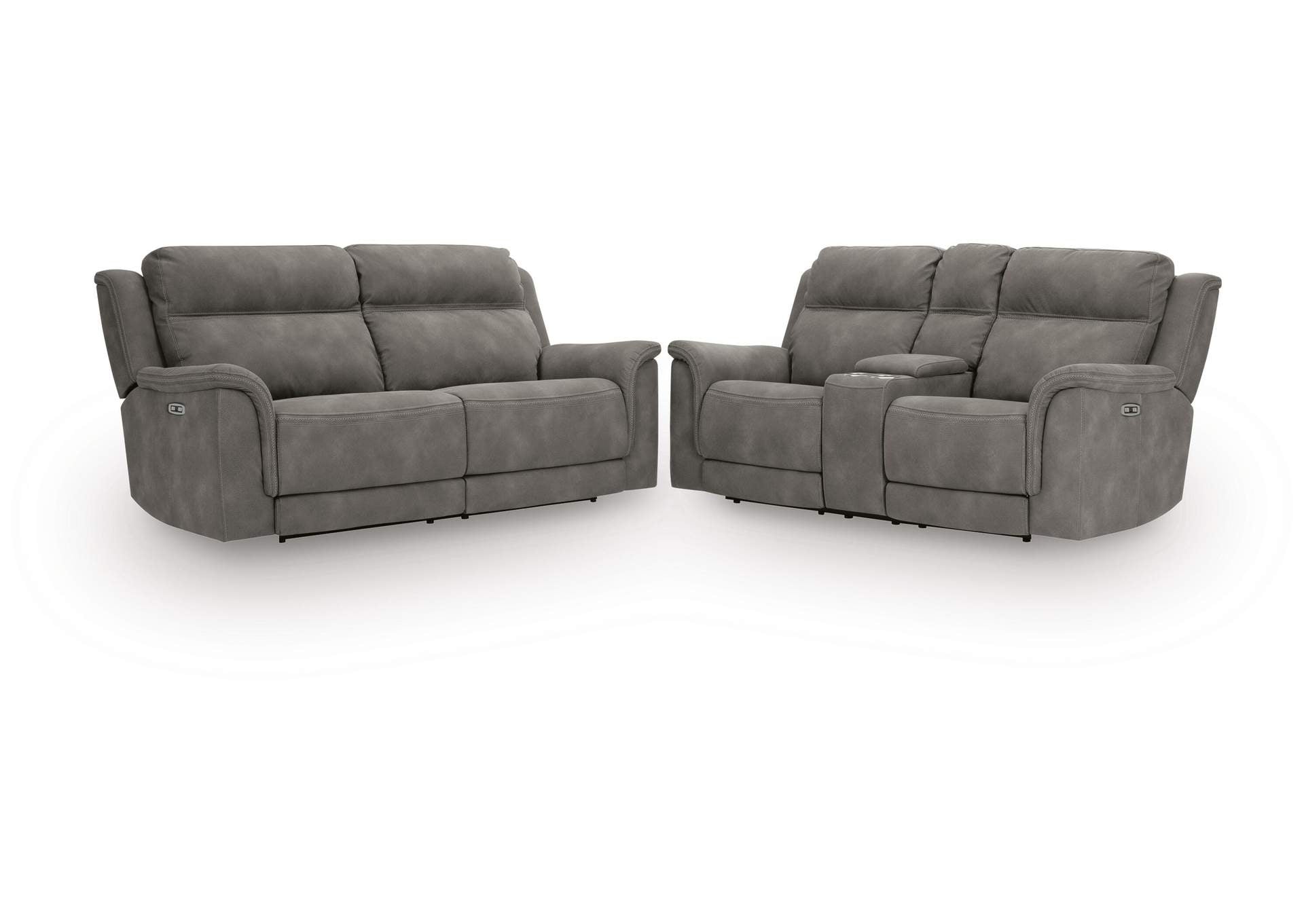 Next-Gen DuraPella Dual Power Reclining Sofa and Console Loveseat in Slate — detail 2