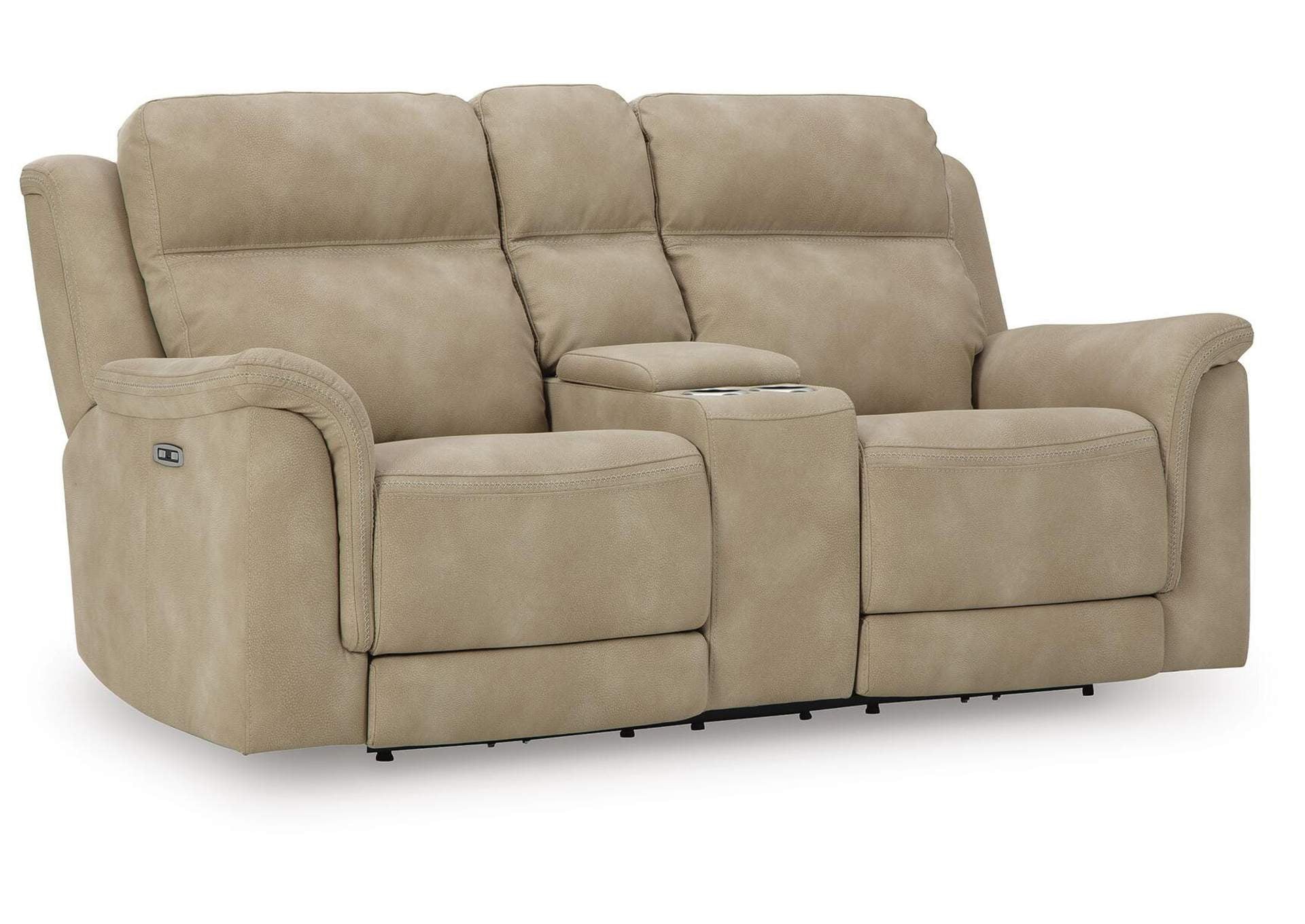 Next-Gen Durapella Power Reclining Loveseat with Console angled view