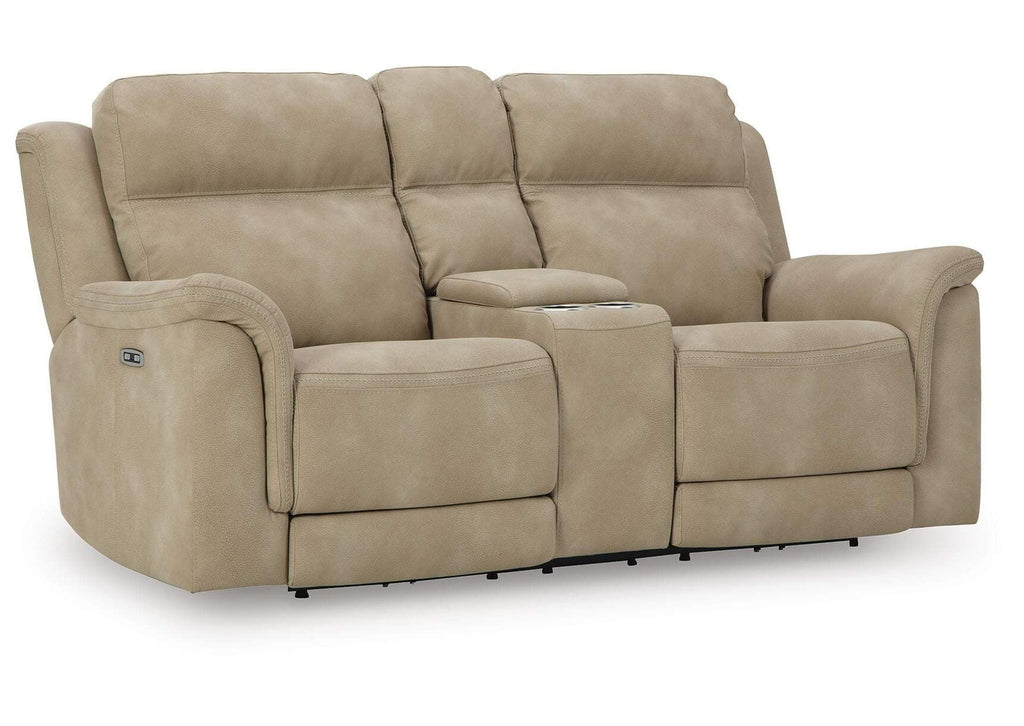 Next-Gen DuraPella Dual Power Reclining Loveseat with Console in Sand — detail 3