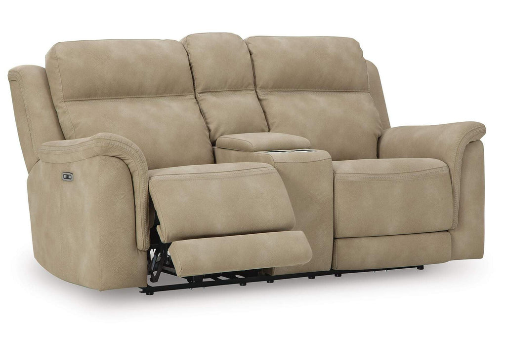 Next-Gen DuraPella Dual Power Reclining Loveseat with Console in Sand — detail 4