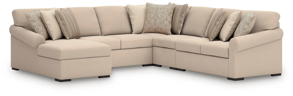 LadyMae sectional, 5-Piece Sectional with Chaise · Left-Facing Chaise · 132 × 130 × 40 in, view 1