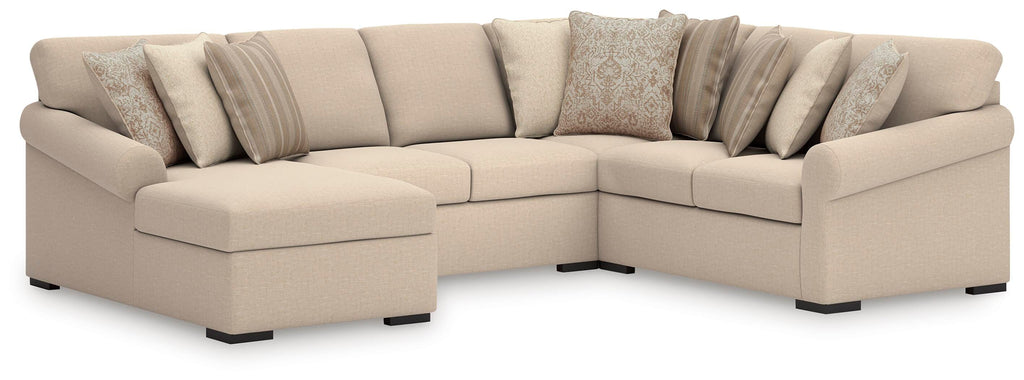 LadyMae sectional, 4-Piece Sectional with Chaise · Left-Facing Chaise · 132 × 104 × 40 in, view 1