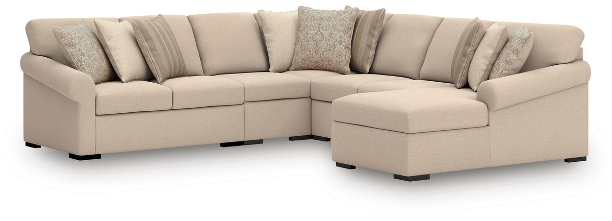 LadyMae sectional, 5-Piece Sectional with Chaise · Right-Facing Chaise · 130 × 132 × 40 in, view 1