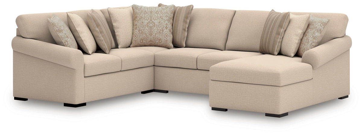 LadyMae sectional, 4-Piece Sectional with Chaise · Right-Facing Chaise · 104 × 132 × 40 in, view 1