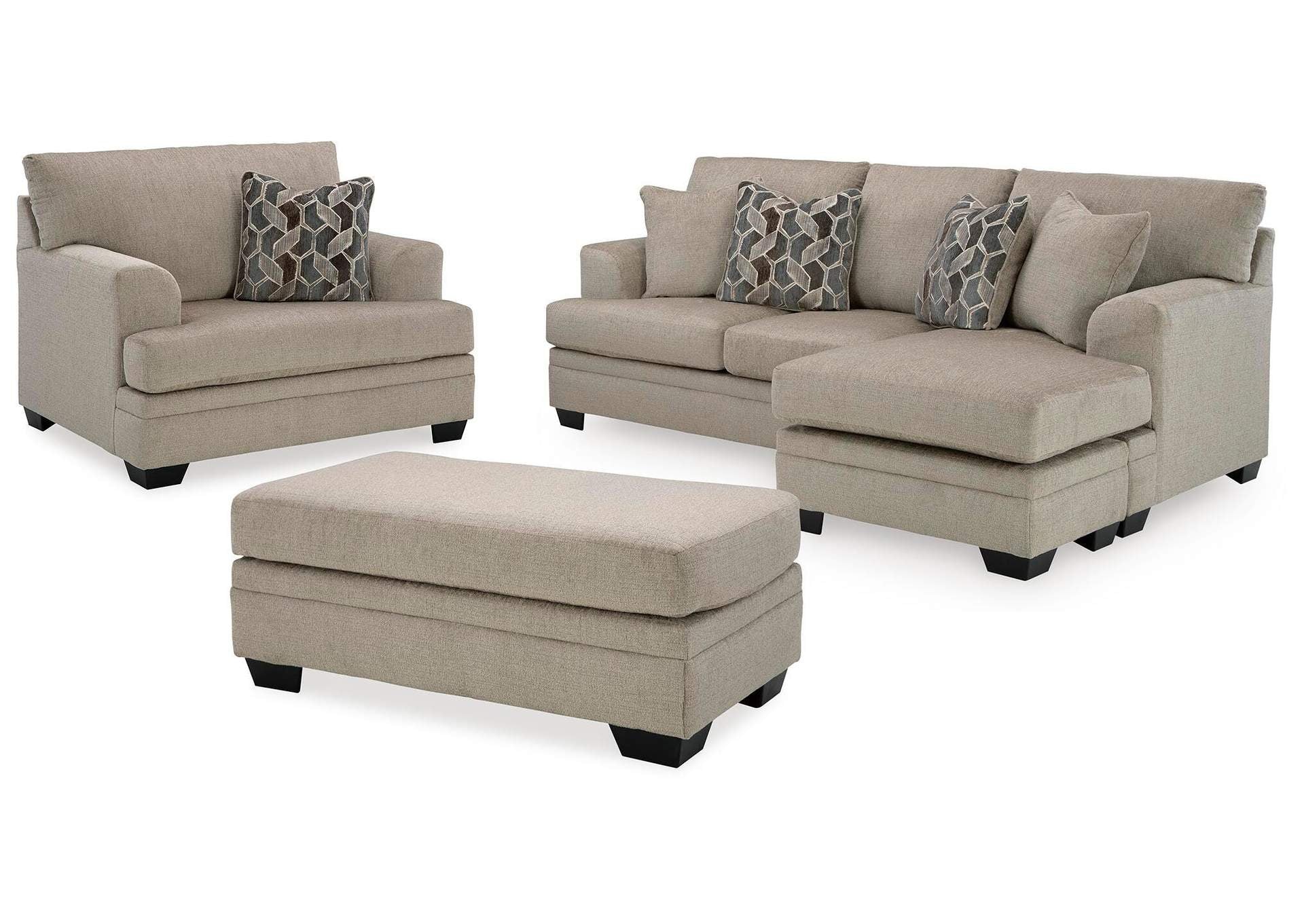 Stonemeade Sofa Chaise, Chair, and Ottoman