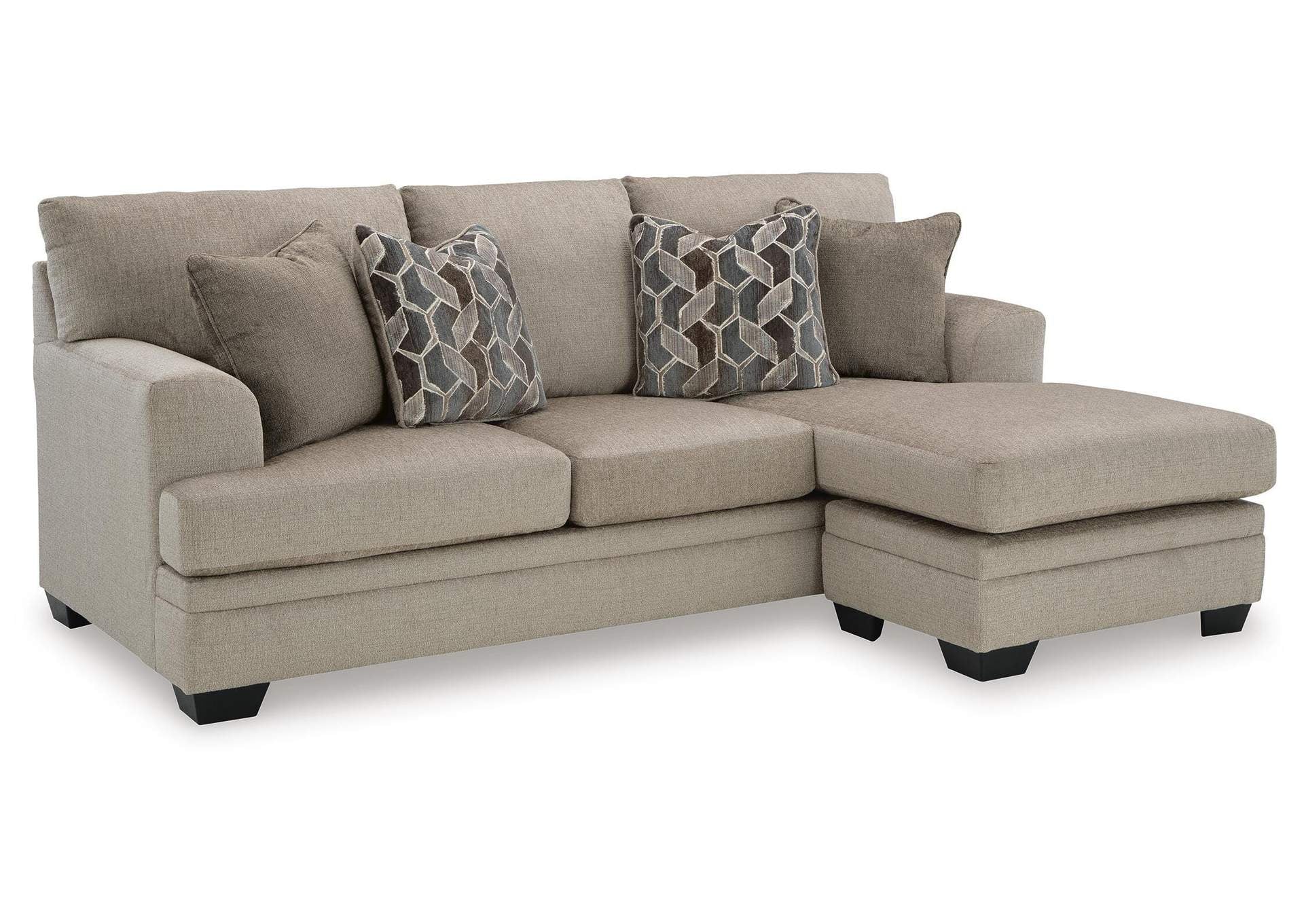 Stonemeade Sofa Chaise, Chair, and Ottoman angled view