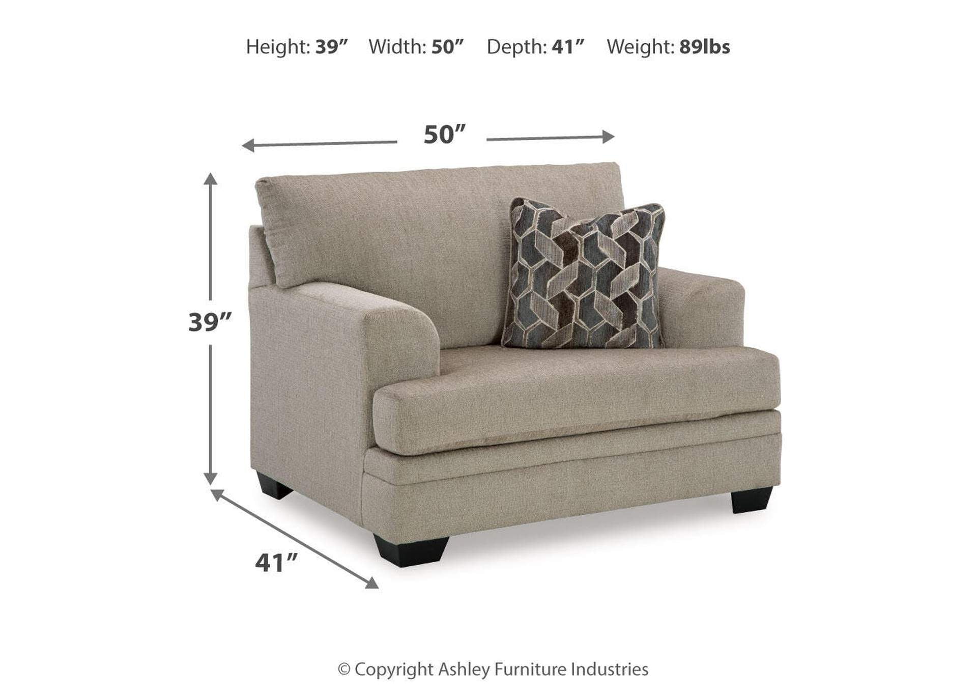 Stonemeade Sofa, Loveseat, Chair and Ottoman dimensions