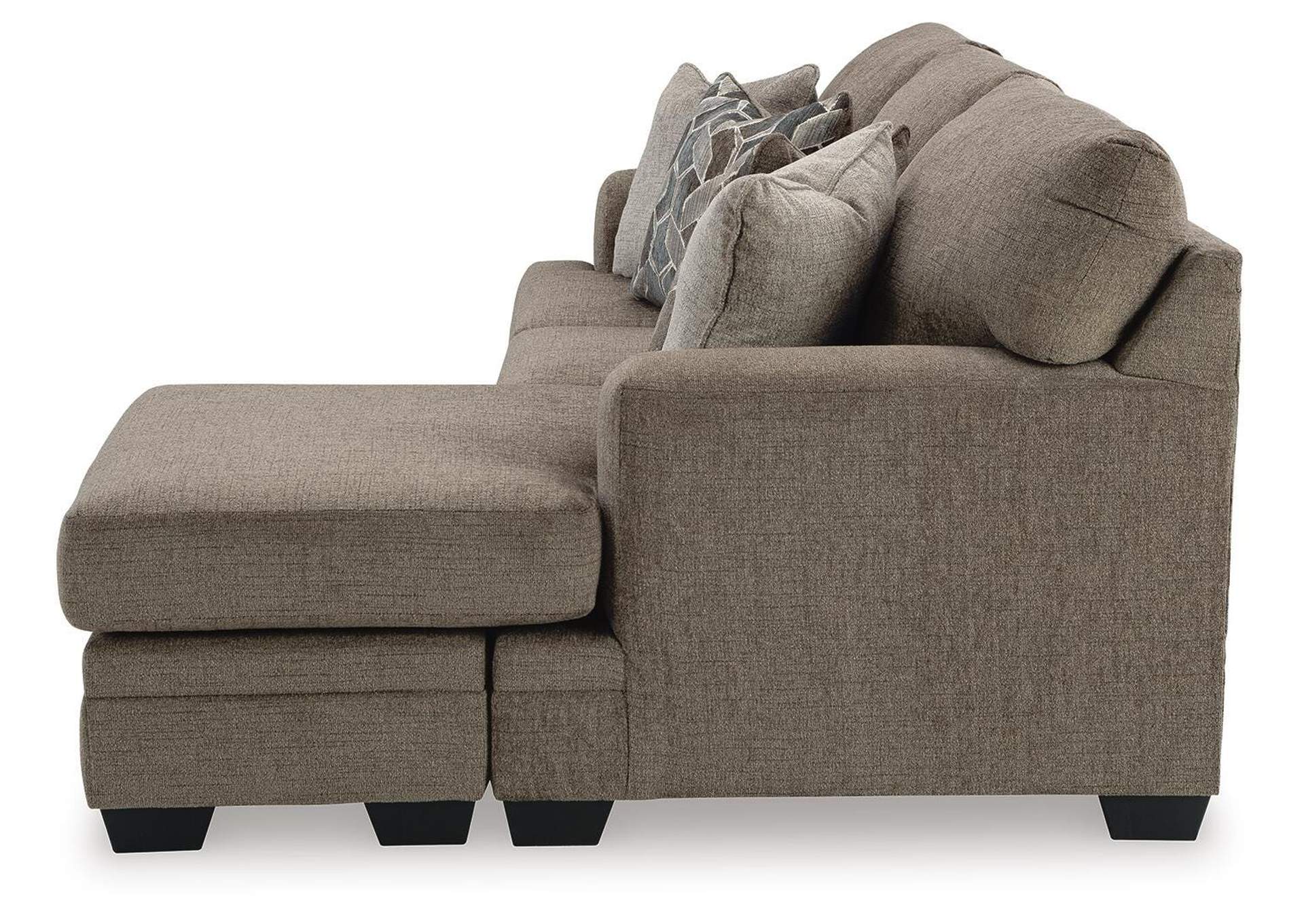 Stonemeade Sofa Chaise, Chair, and Ottoman side view