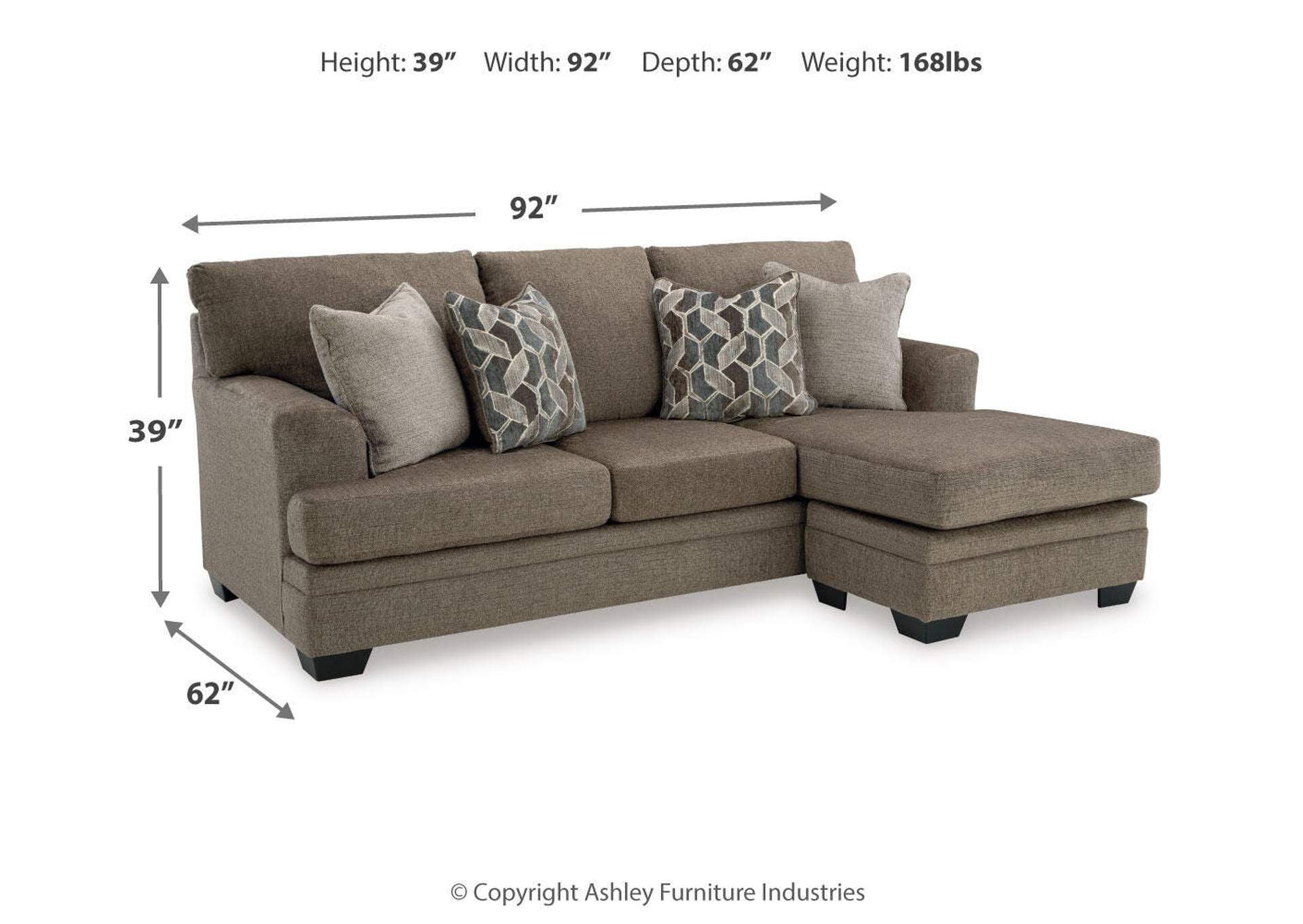 Stonemeade Sofa Chaise dimensions