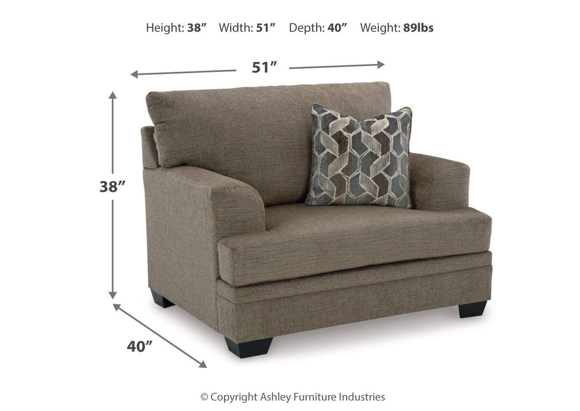 Stonemeade Sofa, Loveseat, Chair and Ottoman dimensions