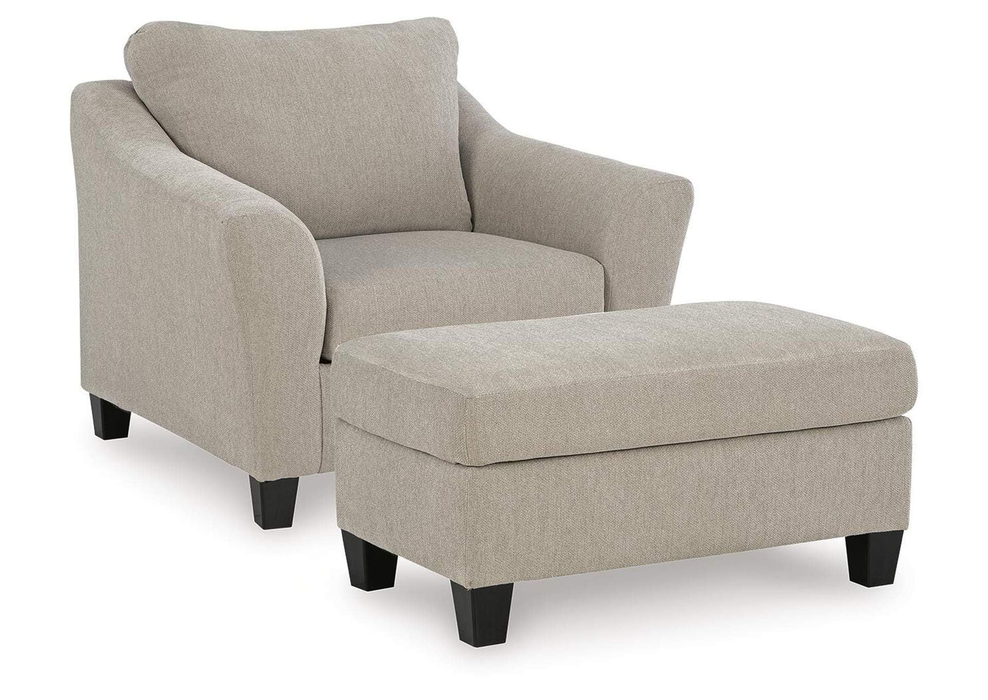 Willarae Chair and Ottoman angled view