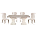 Lofton 5-Piece 108-Inch Extendable Dining Set in light gray and ivory