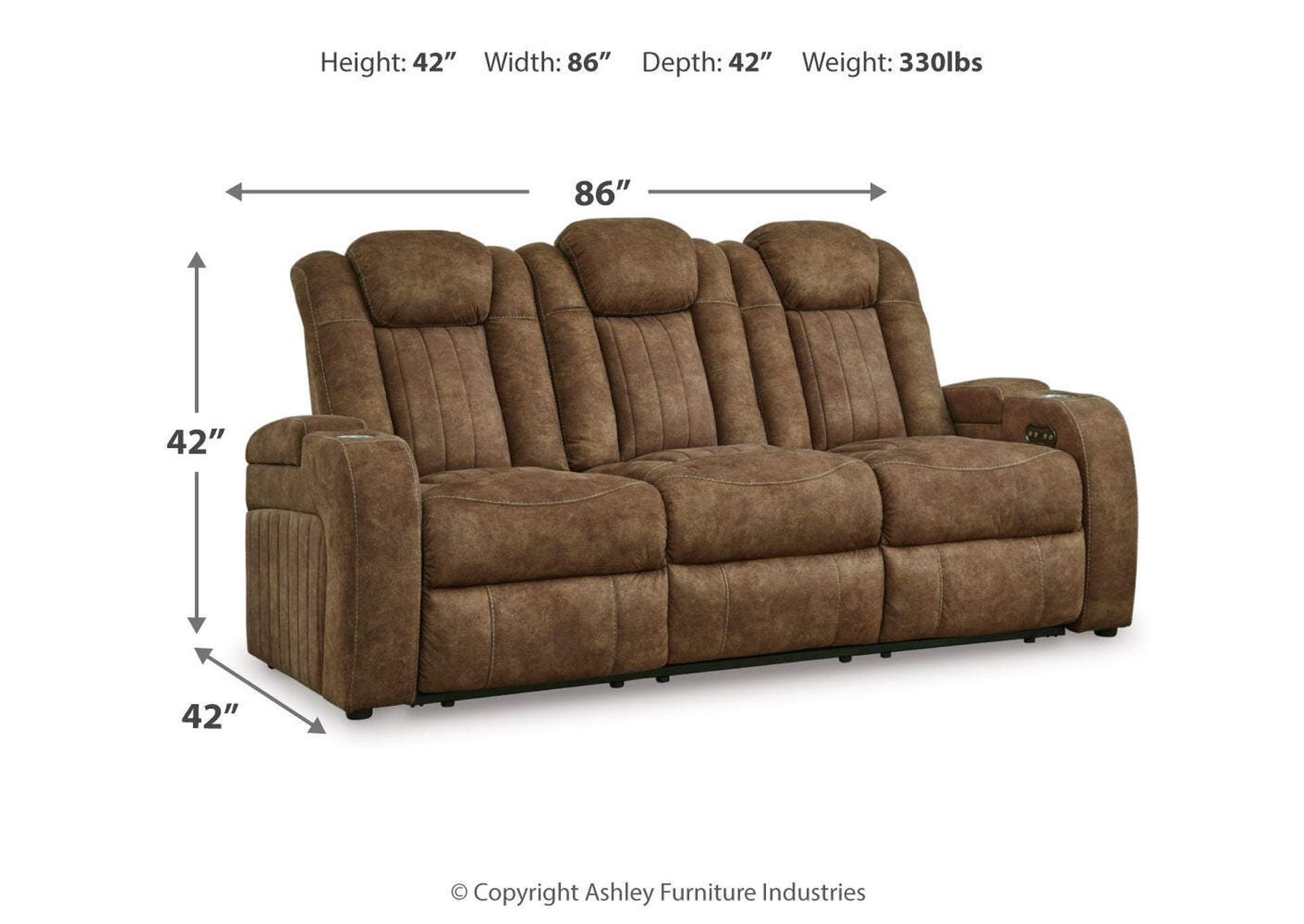 Wolfridge Power Reclining Sofa dimensions