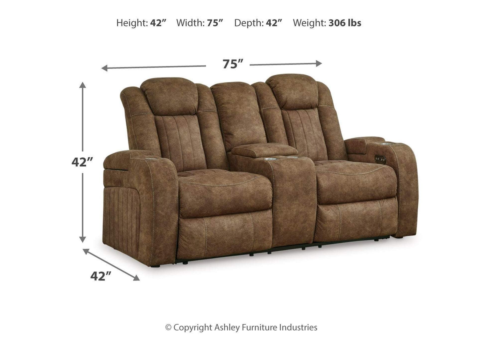 Wolfridge Power Reclining Loveseat dimensions