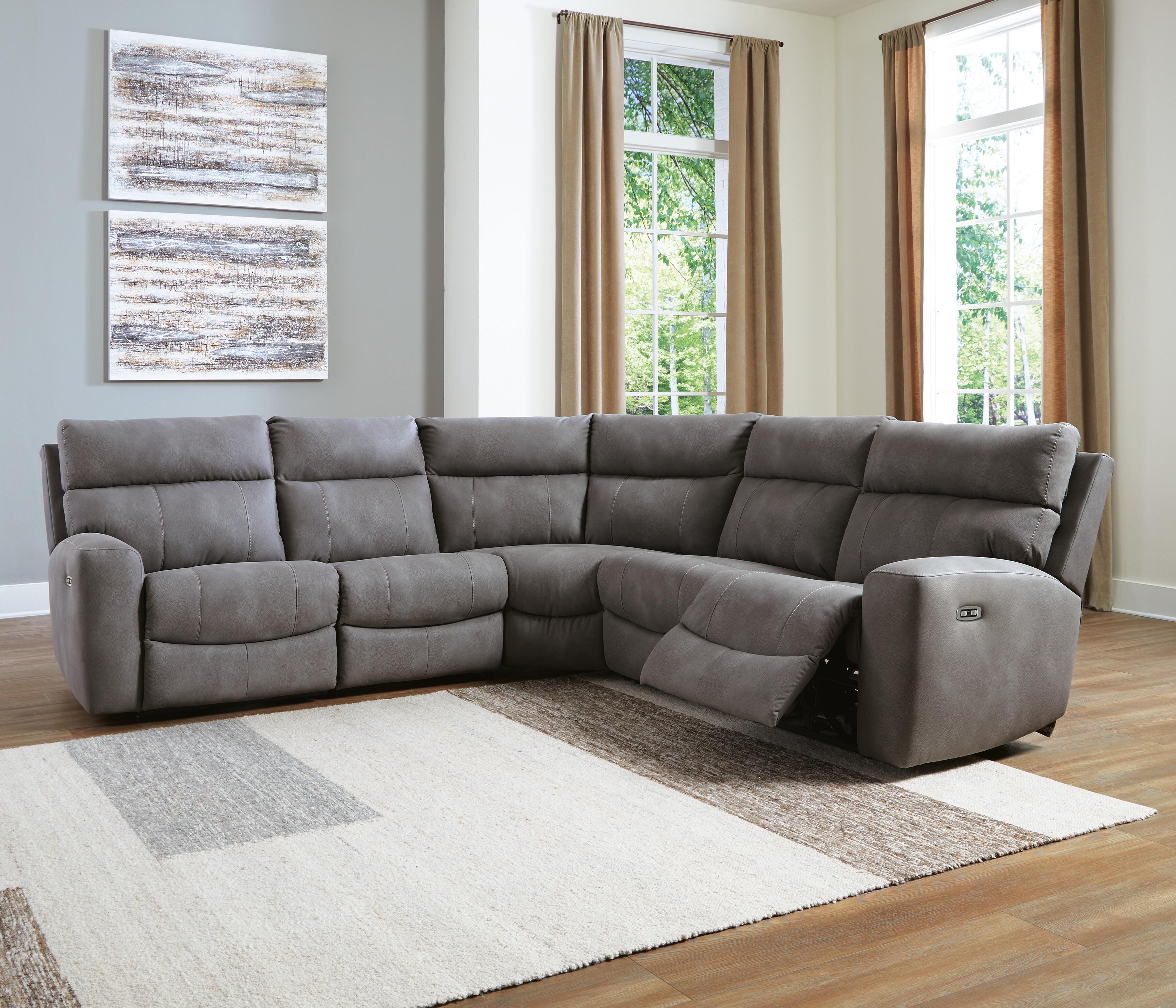 Next-Gen DuraPella 5-Piece Dual Power Reclining Modular Sectional in Slate — detail 3