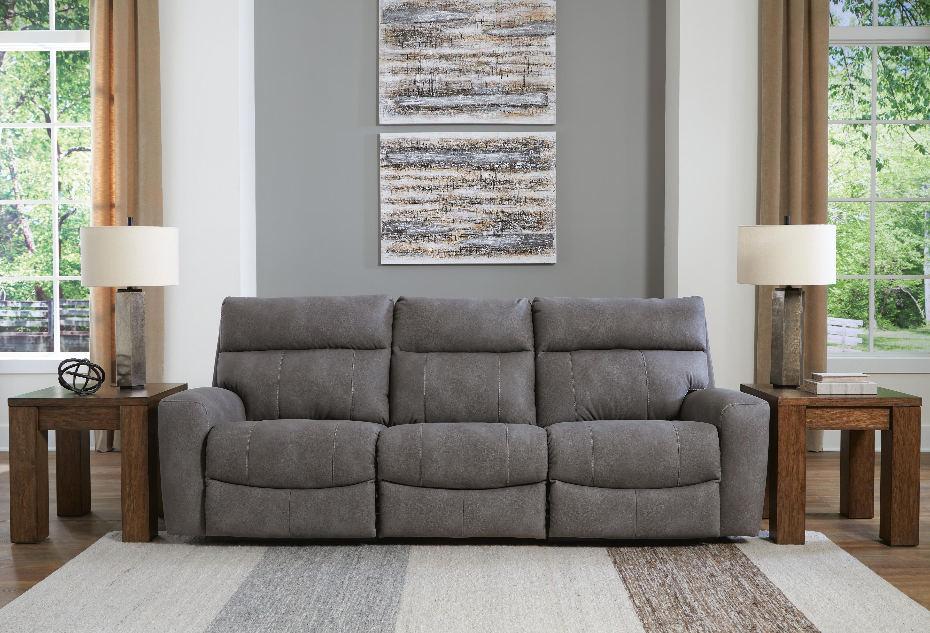 Next-Gen DuraPella 3-Piece Dual Power Reclining Modular Sofa in Slate — detail 3