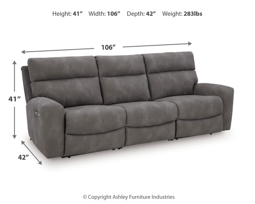 Next-Gen DuraPella 3-Piece Dual Power Reclining Modular Sofa in Slate — detail 5