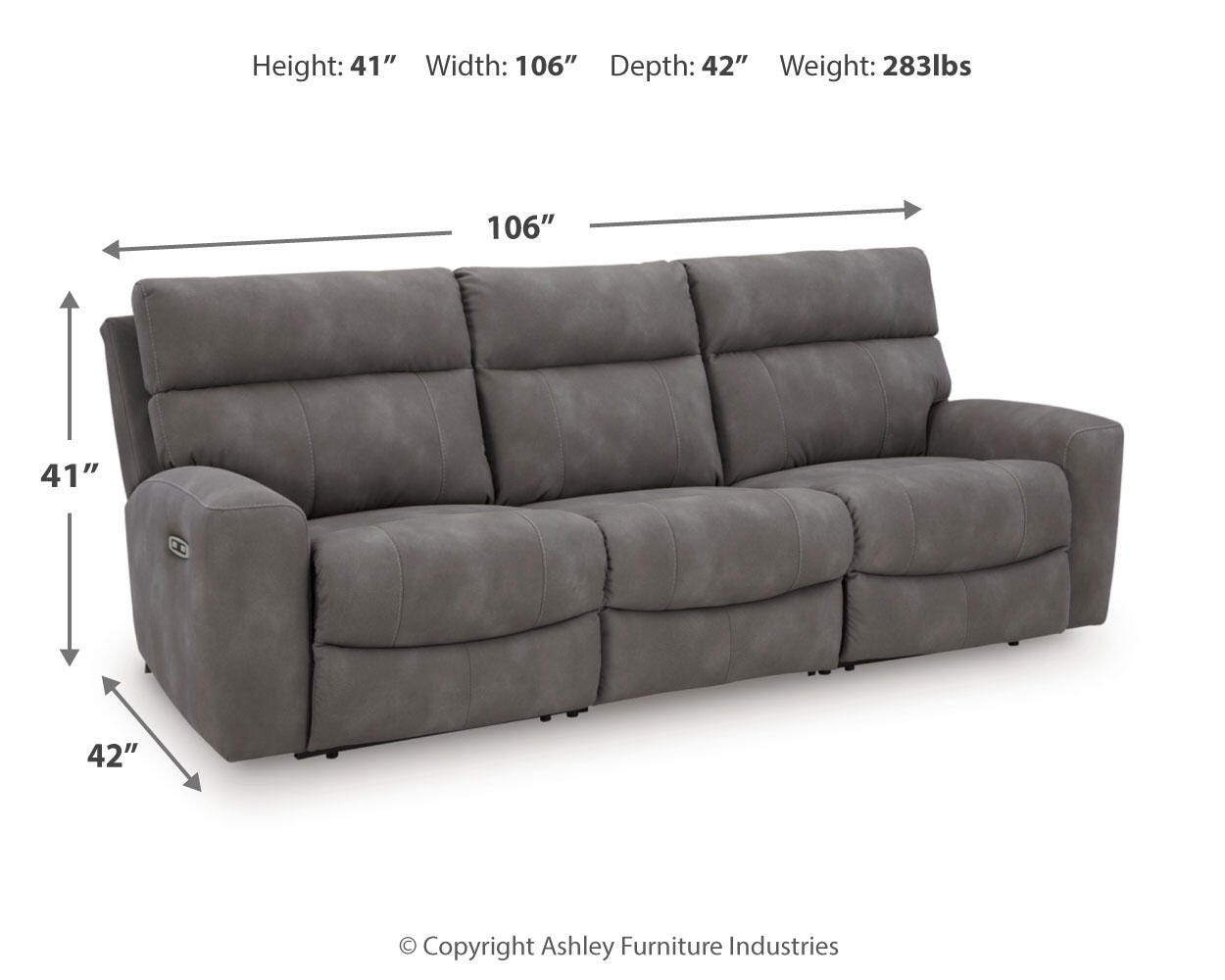 Next-Gen DuraPella 3-Piece Dual Power Reclining Modular Sofa in Slate — detail 5