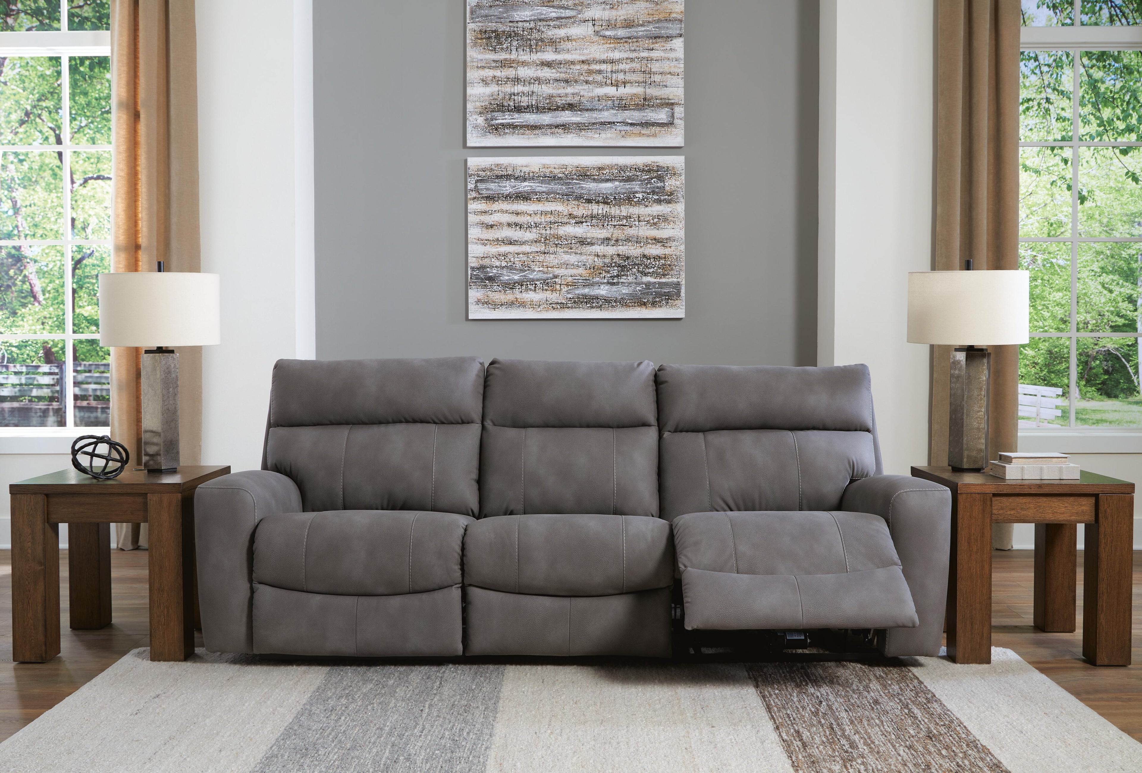 Next-Gen DuraPella 3-Piece Dual Power Reclining Modular Sofa in Slate — detail 4