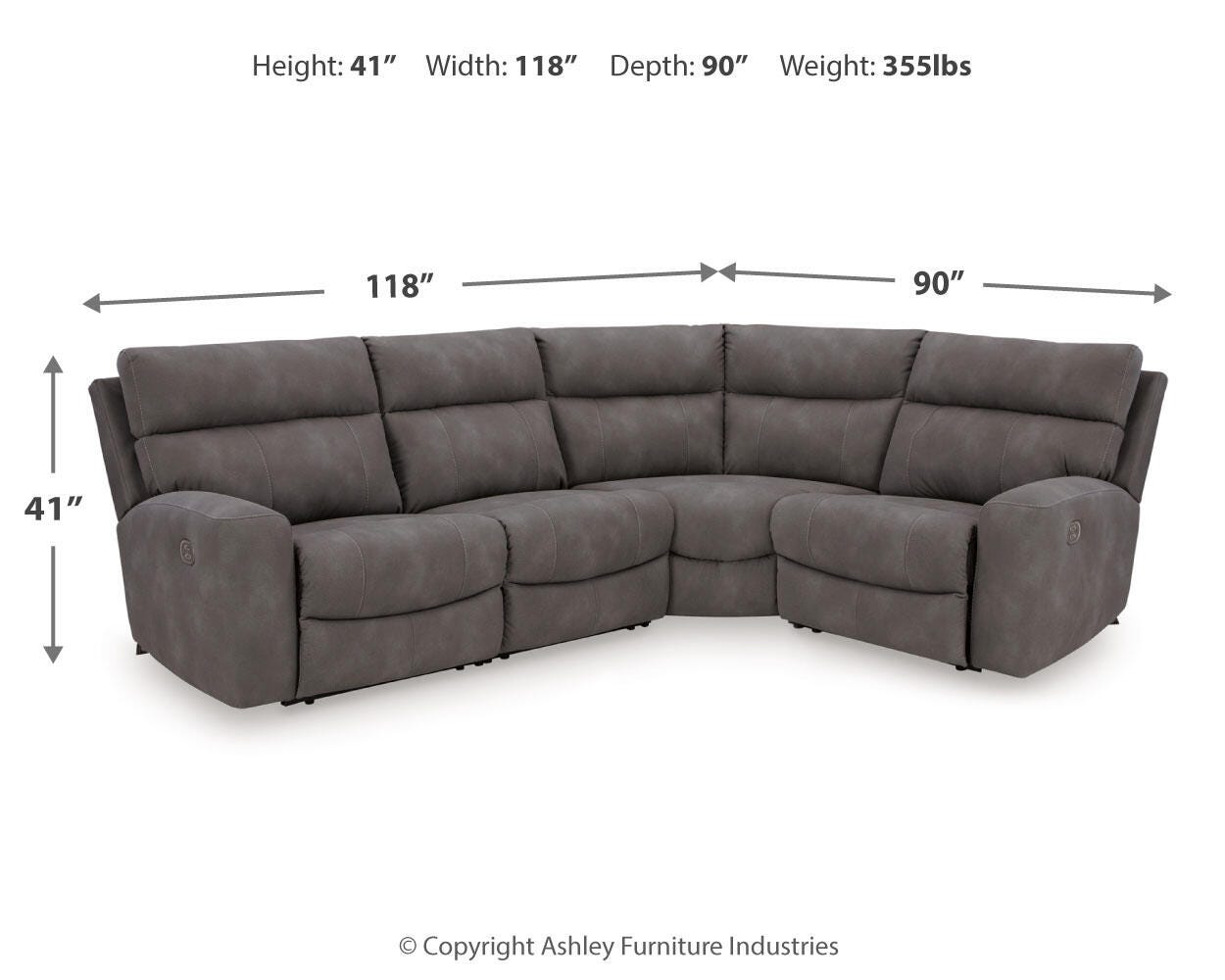 Next-Gen DuraPella 4-Piece Dual Power Reclining Modular Sectional in Slate — detail 2
