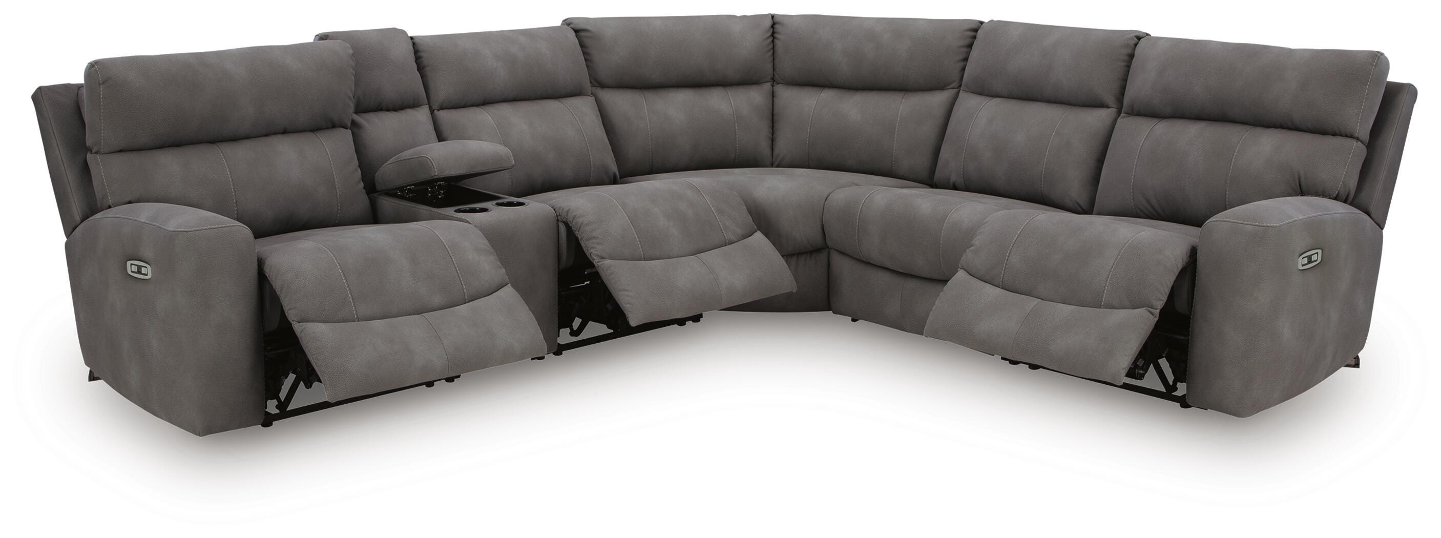 Next-Gen DuraPella 6-Piece Dual Power Reclining Modular Sectional with Console in Slate — detail 2
