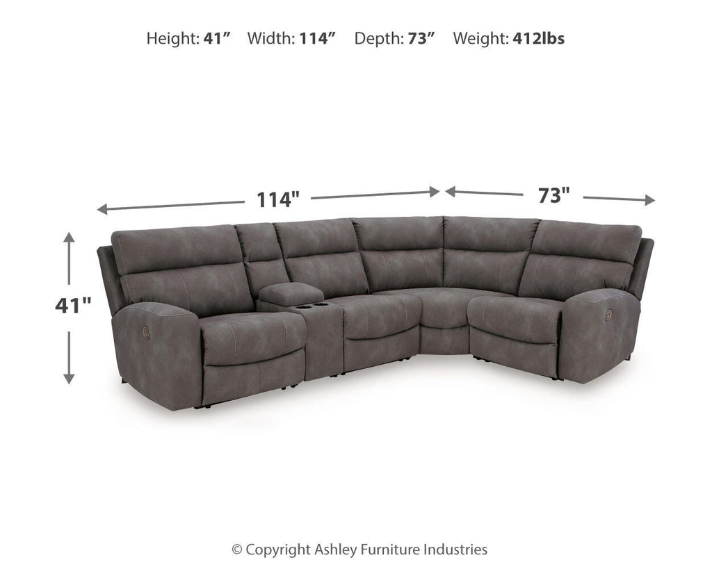 Next-Gen DuraPella 5-Piece Dual Power Reclining Modular Sectional with Console in Slate — detail 2