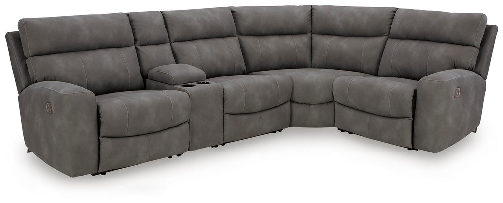 Next-Gen DuraPella 5-Piece Dual Power Reclining Modular Sectional with Console in Slate — main view