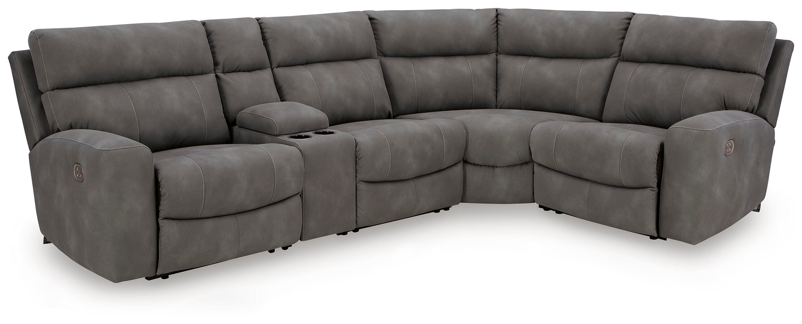 Next-Gen DuraPella 5-Piece Dual Power Reclining Modular Sectional with Console in Slate — main view