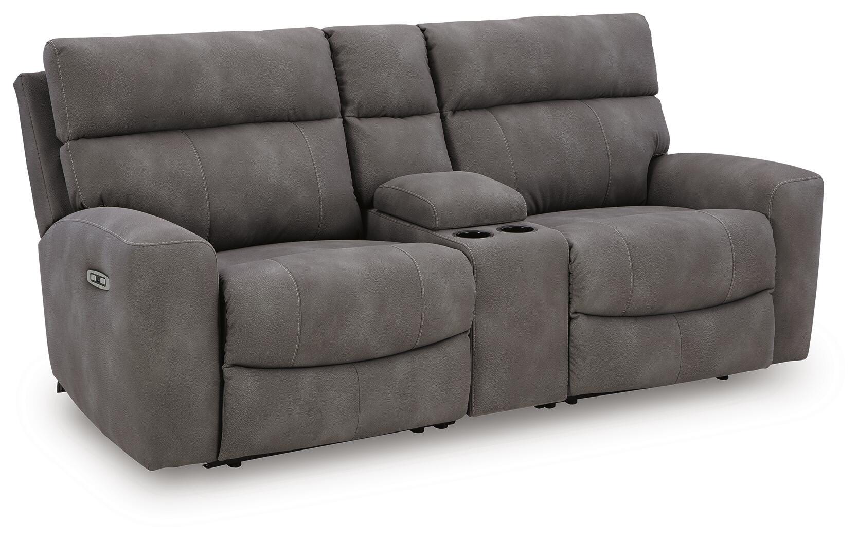 Next-Gen DuraPella 3-Piece Dual Power Reclining Modular Loveseat with Console in Slate — main view