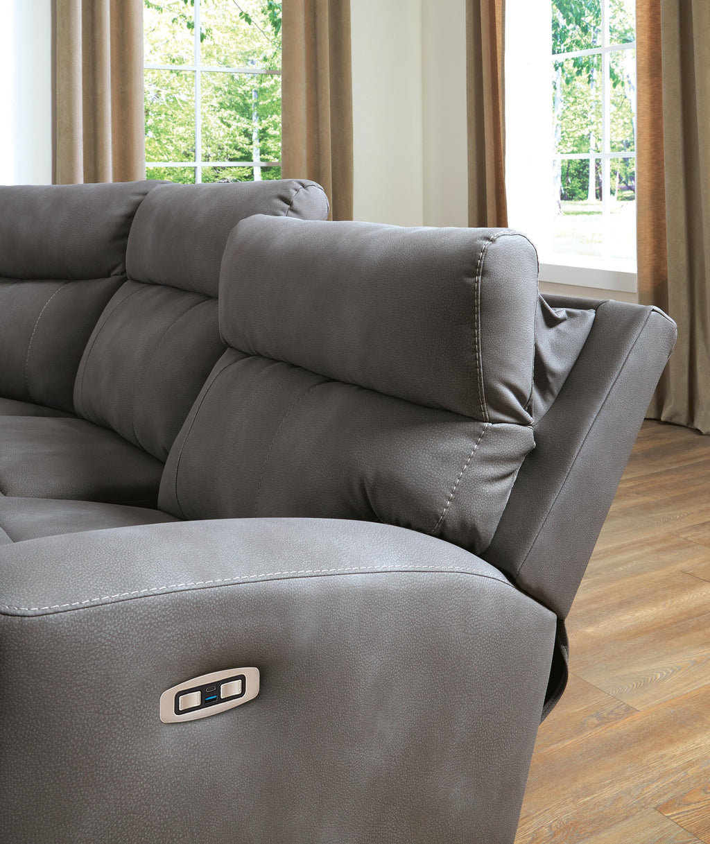 Next-Gen DuraPella 3-Piece Dual Power Reclining Modular Sofa in Slate — detail 6