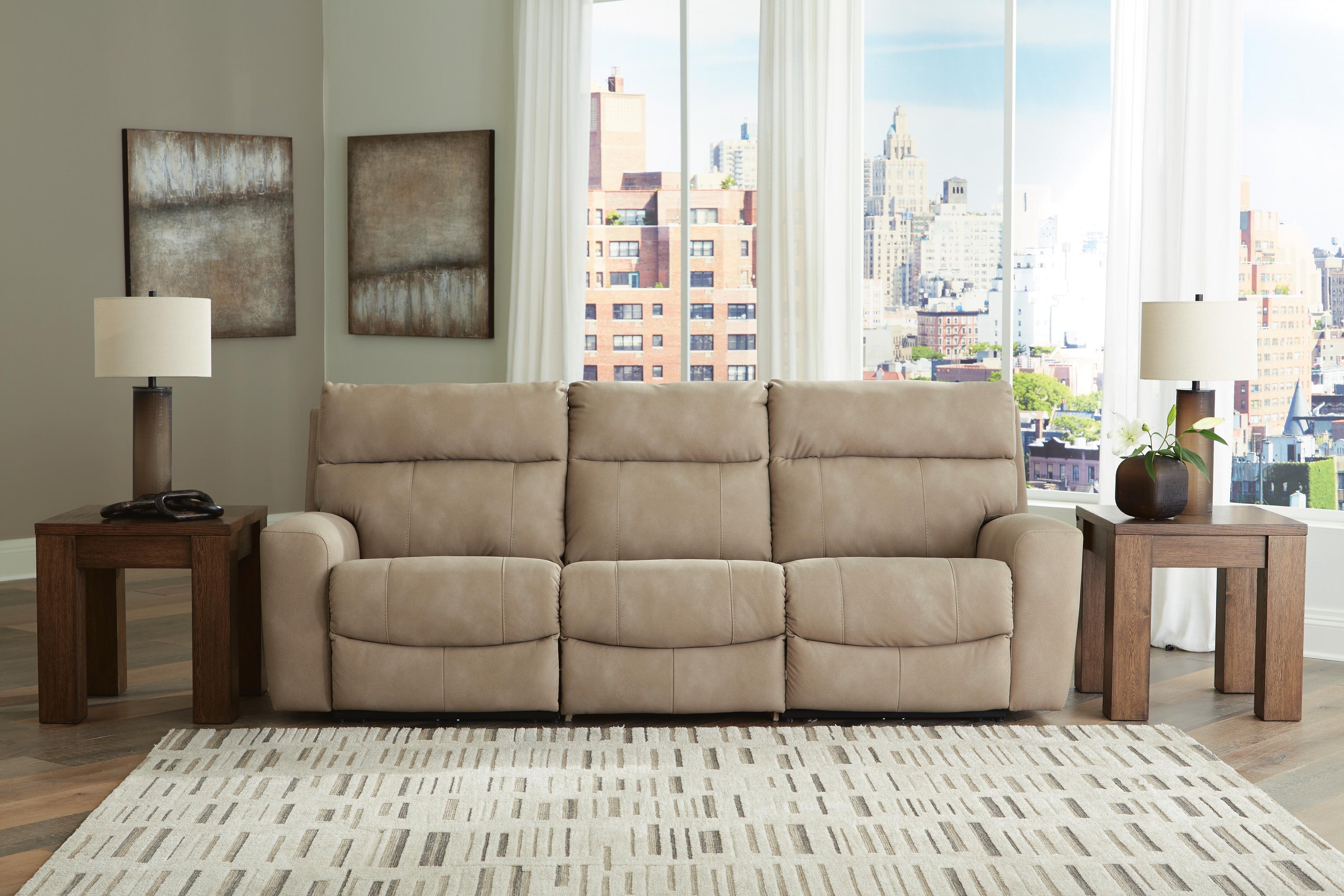 Next-Gen DuraPella 3-Piece Dual Power Reclining Modular Sofa in Sand — detail 2