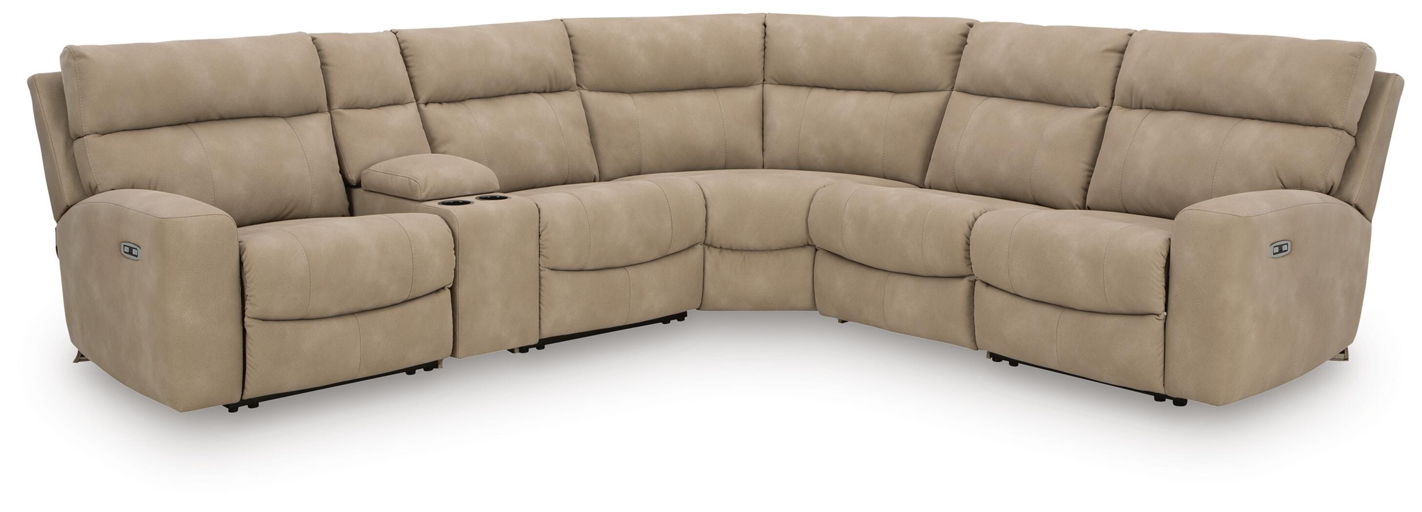 Next-Gen DuraPella 6-Piece Dual Power Reclining Modular Sectional with Console in Sand — main view