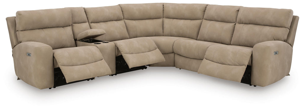 Next-Gen DuraPella 6-Piece Dual Power Reclining Modular Sectional with Console in Sand — detail 2