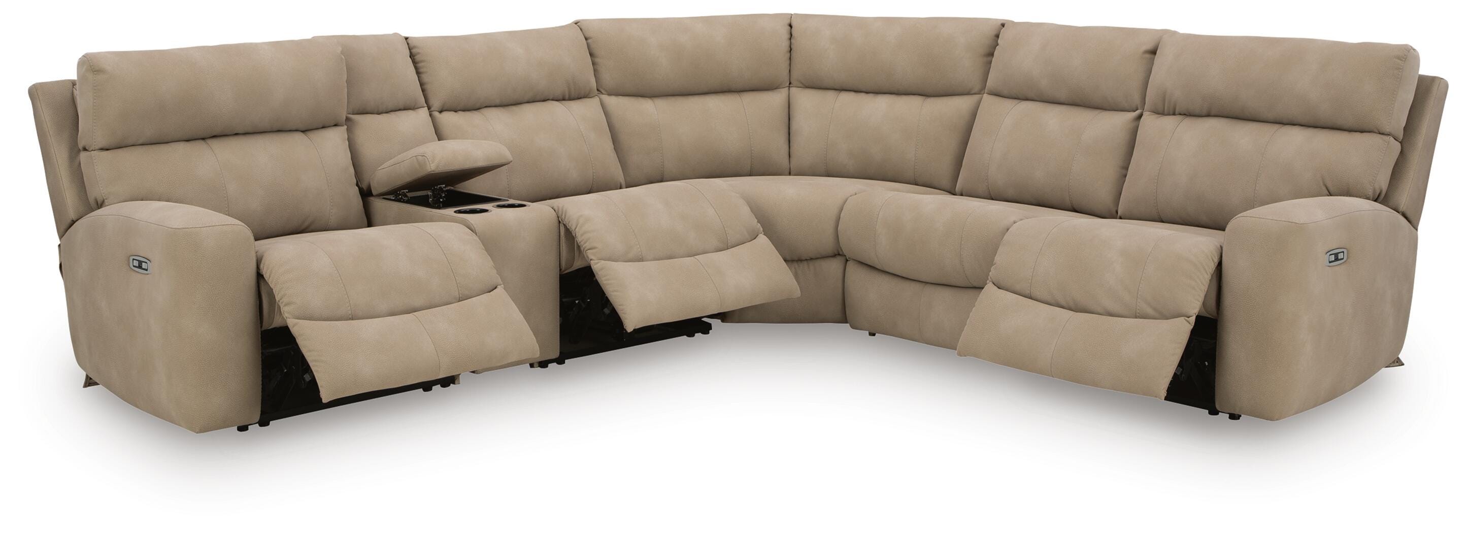 Next-Gen DuraPella 6-Piece Dual Power Reclining Modular Sectional with Console in Sand — detail 2