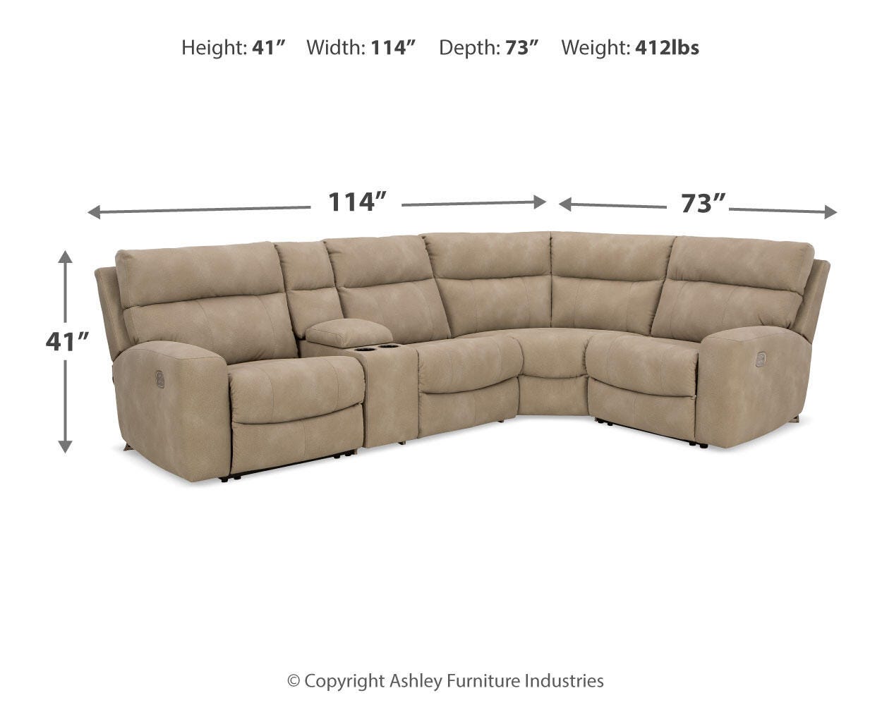 Next-Gen DuraPella 5-Piece Dual Power Reclining Modular Sectional with Console in Sand — detail 2