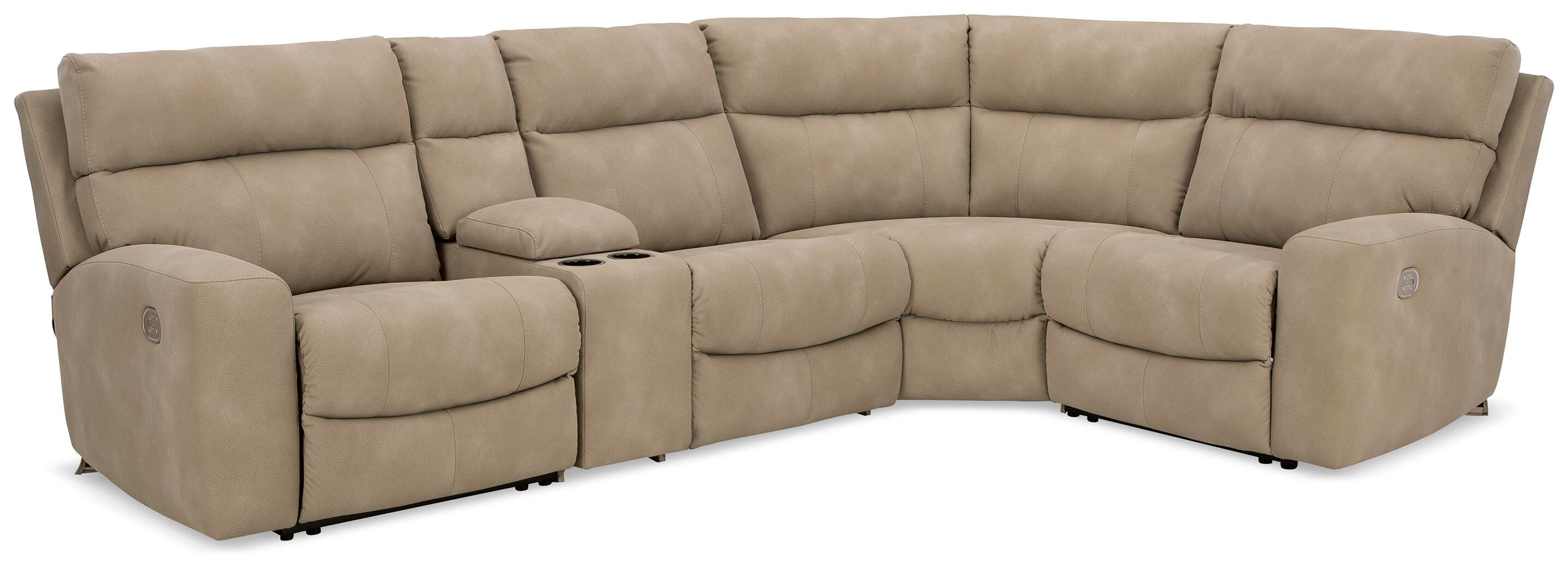Next-Gen DuraPella 5-Piece Dual Power Reclining Modular Sectional with Console in Sand — main view