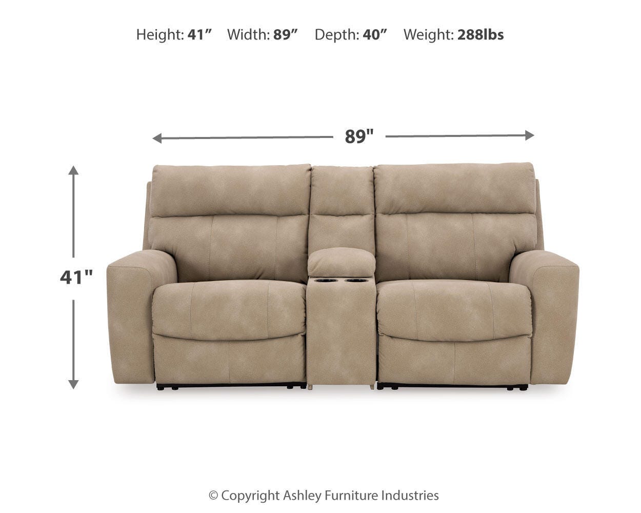 Next-Gen DuraPella 3-Piece Dual Power Reclining Modular Loveseat with Console in Sand — detail 4