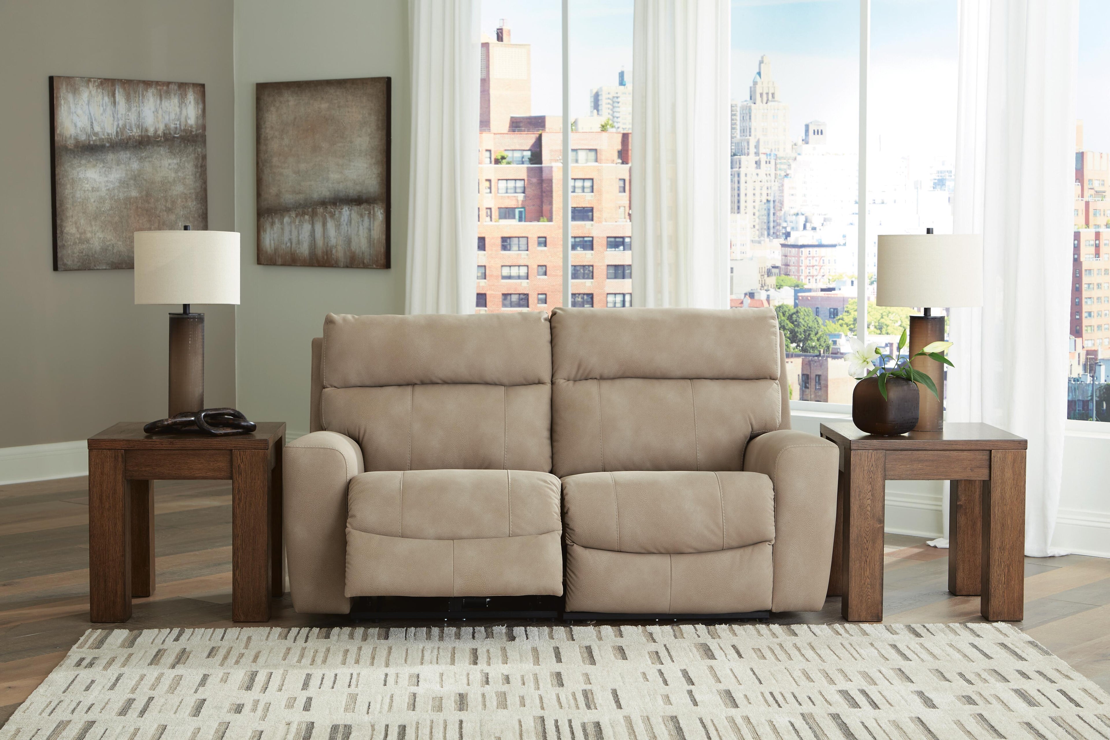 Next-Gen DuraPella 2-Piece Dual Power Reclining Modular Loveseat in Sand — detail 3