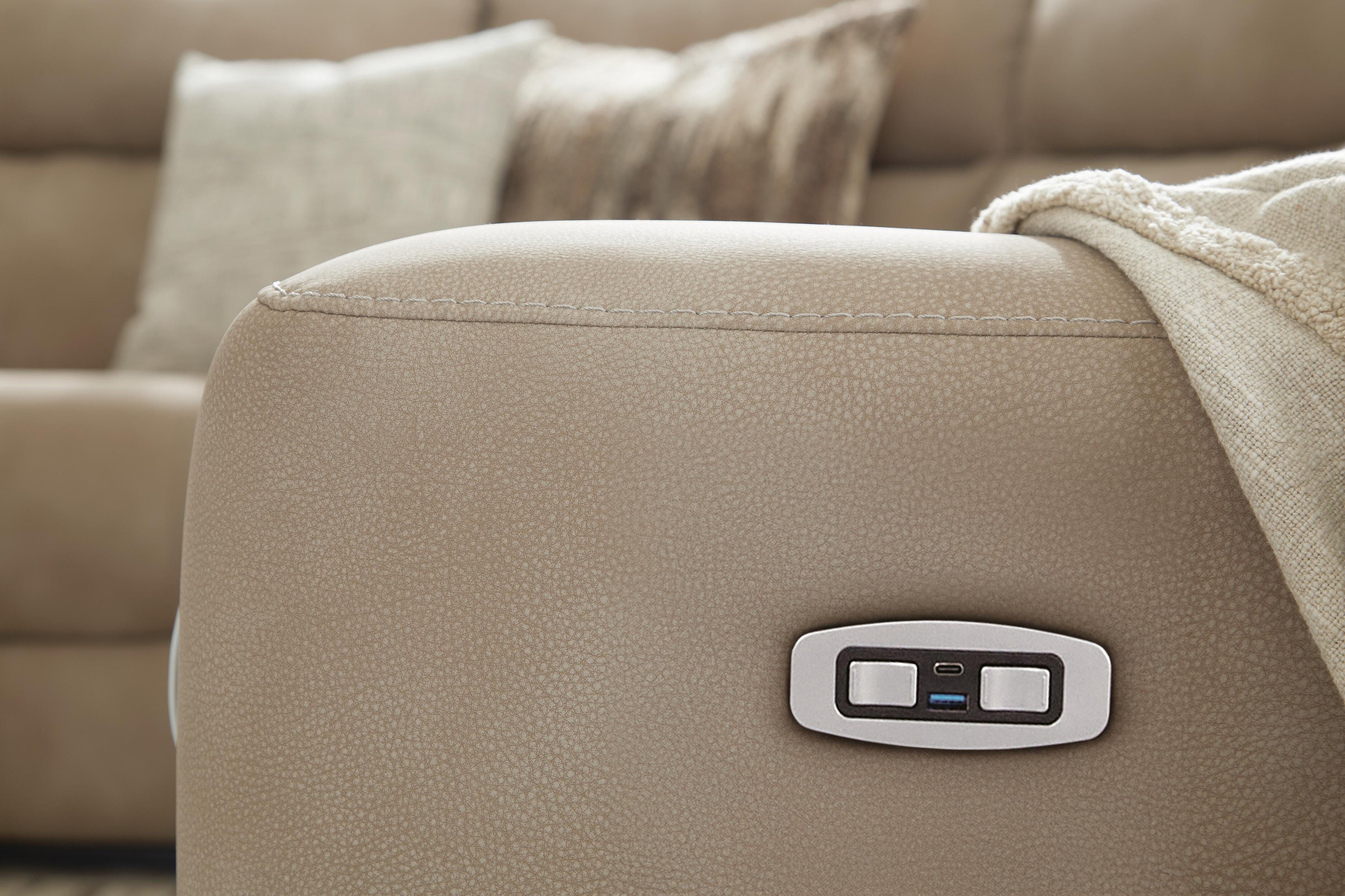 Next-Gen DuraPella 6-Piece Dual Power Reclining Modular Sectional with Console in Sand — detail 4