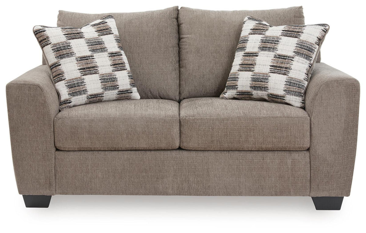 Loreo Loveseat in Truffle, front view
