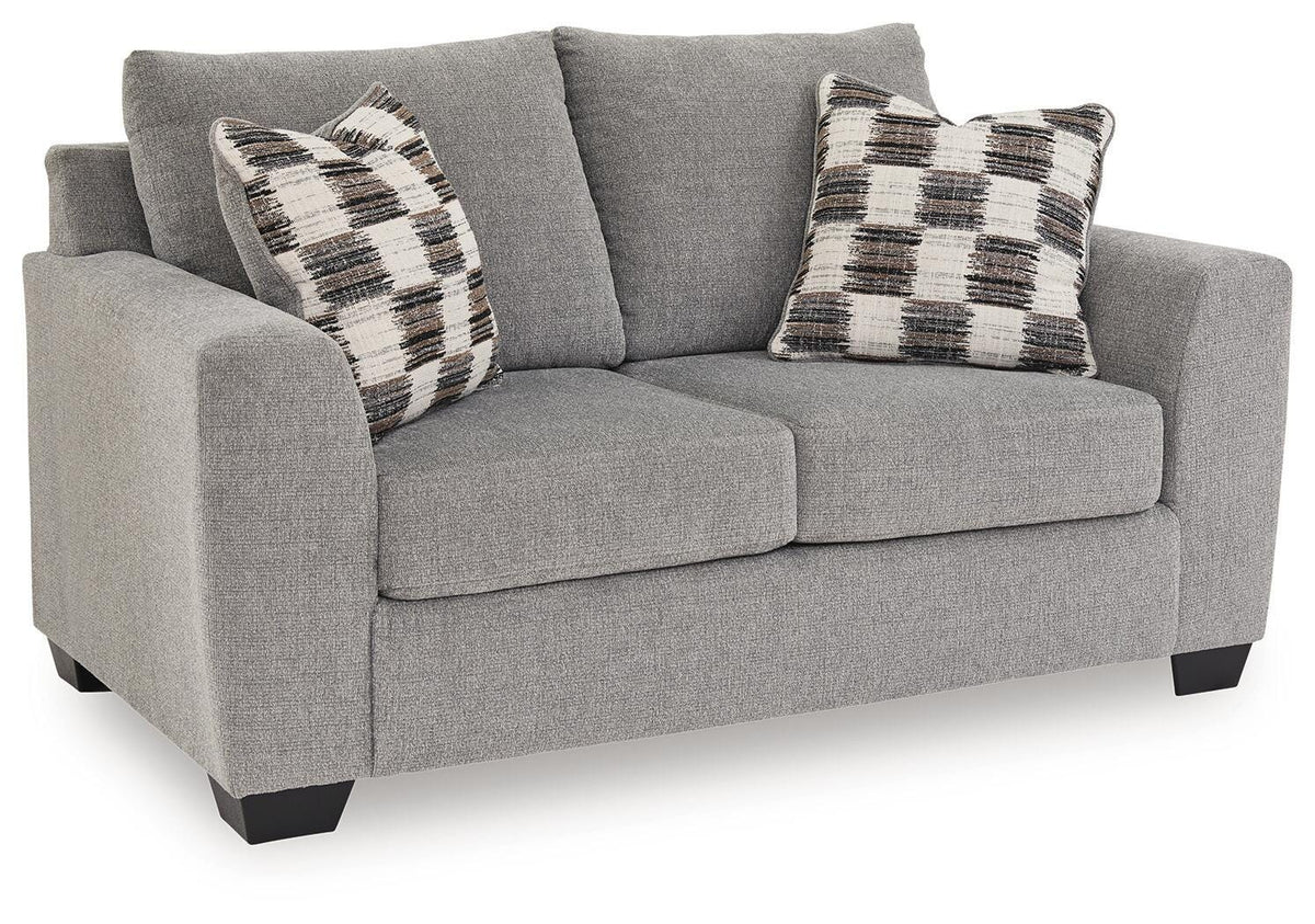 Loreo Loveseat in Flint, angle view