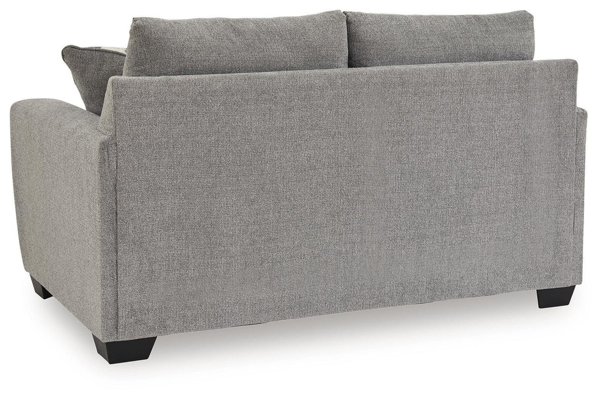 Loreo Loveseat in Flint, back view