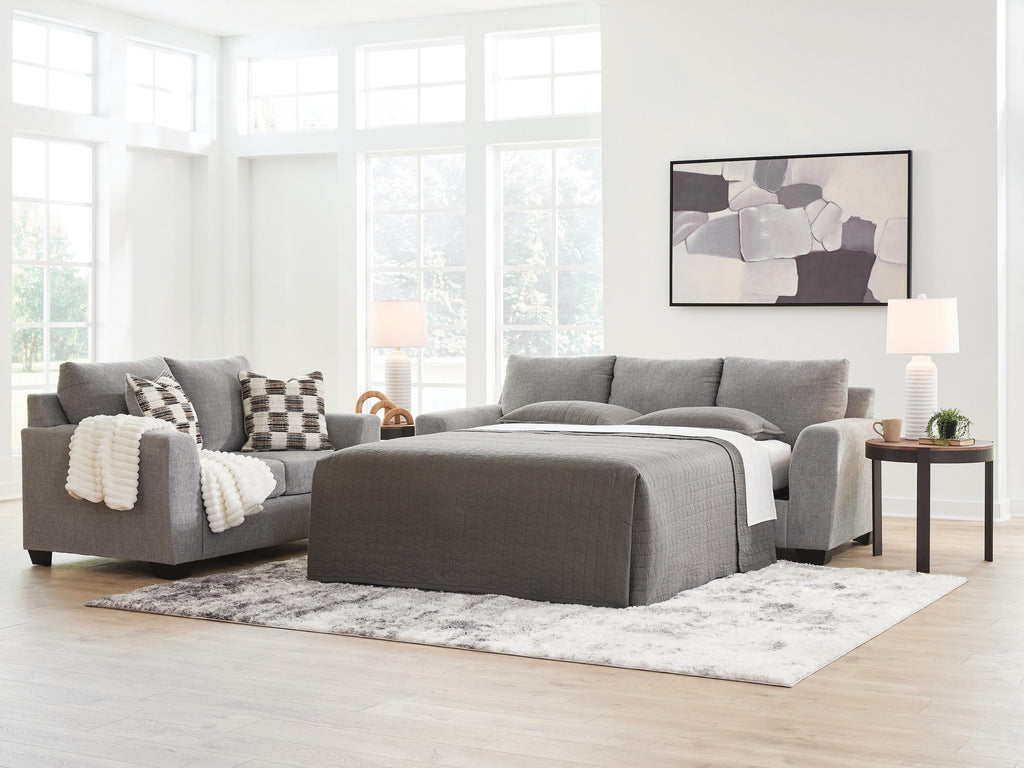 Loreo Queen Sofa Sleeper in Flint, lifestyle view