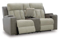 Stately Check Dual Power Reclining Sofa and Loveseat