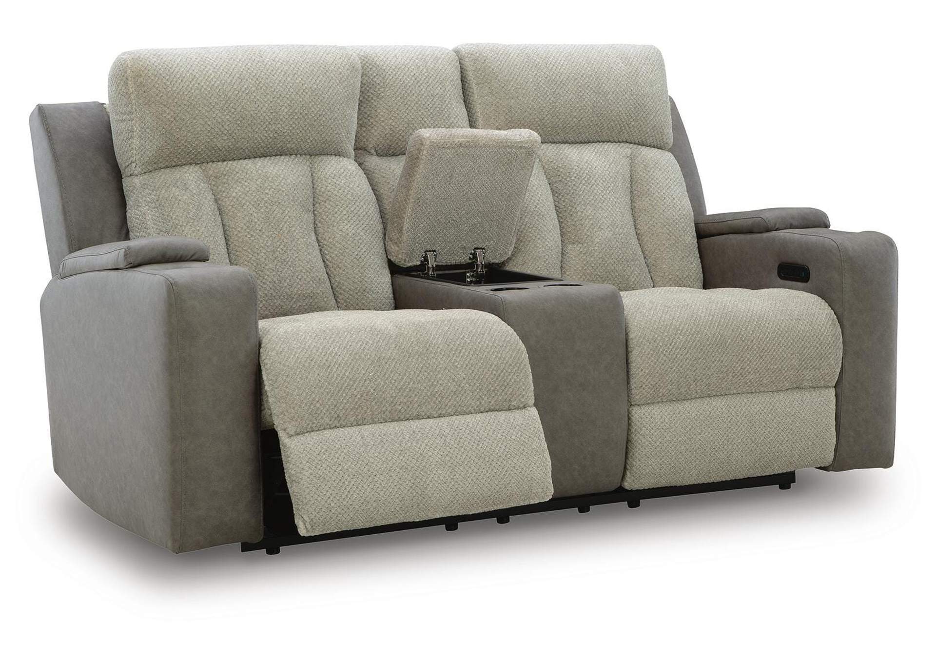Stately Check Dual Power Reclining Sofa and Loveseat