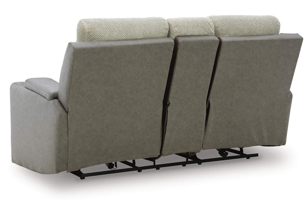Stately Check Dual Power Reclining Sofa and Loveseat