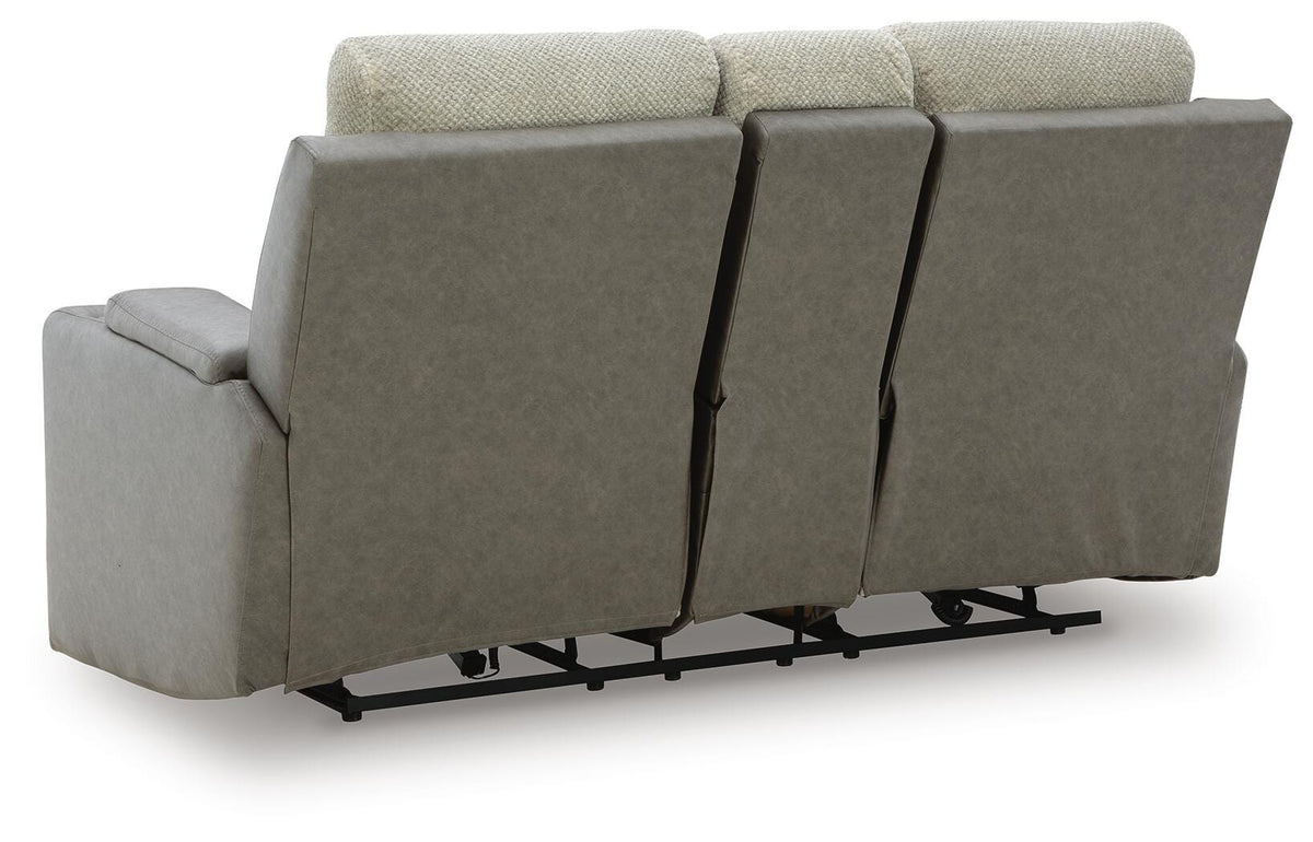 Branthorpe Power Reclining Loveseat with Console in Sisal, back view