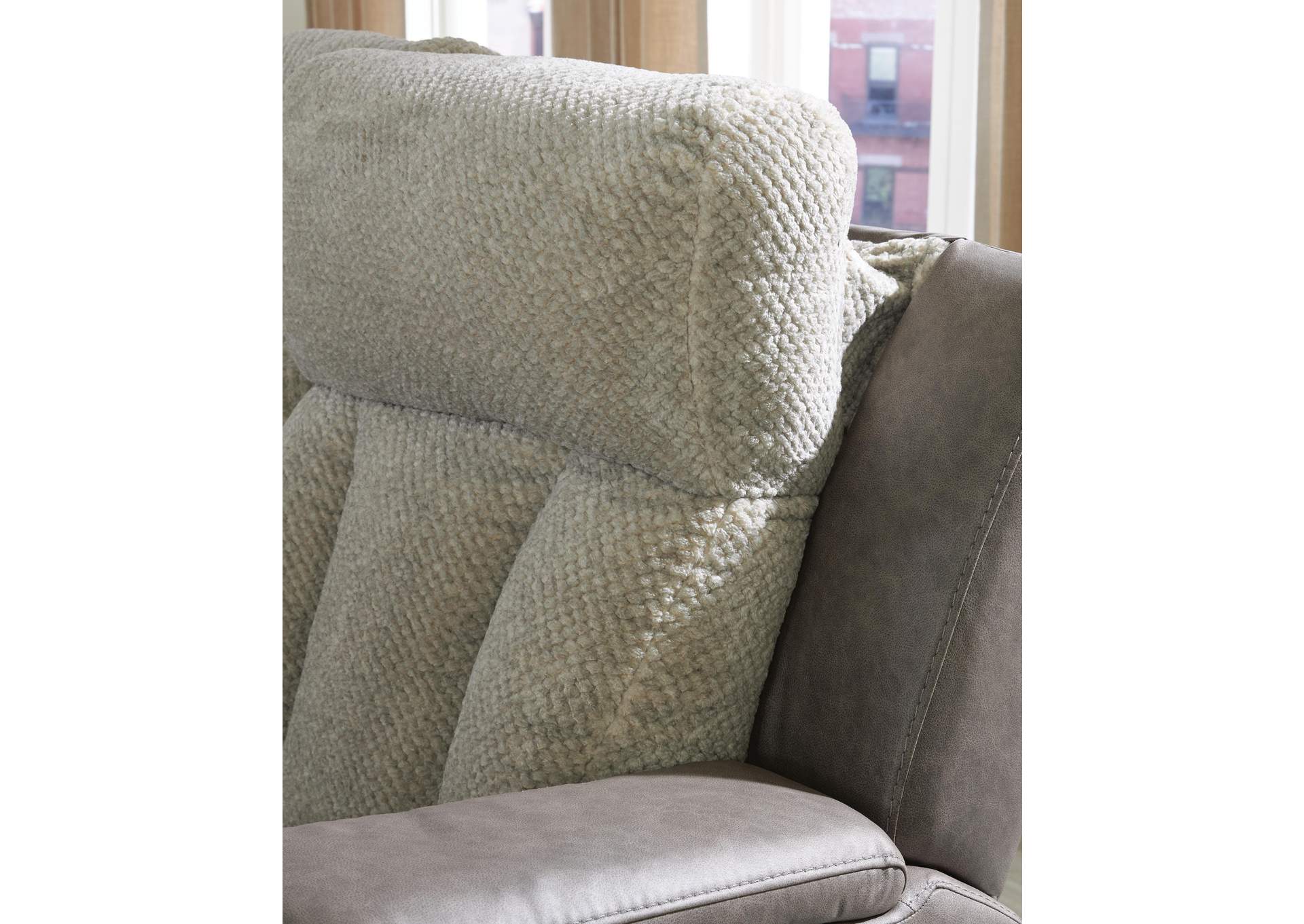 Stately Check Dual Power Reclining Sofa and Loveseat