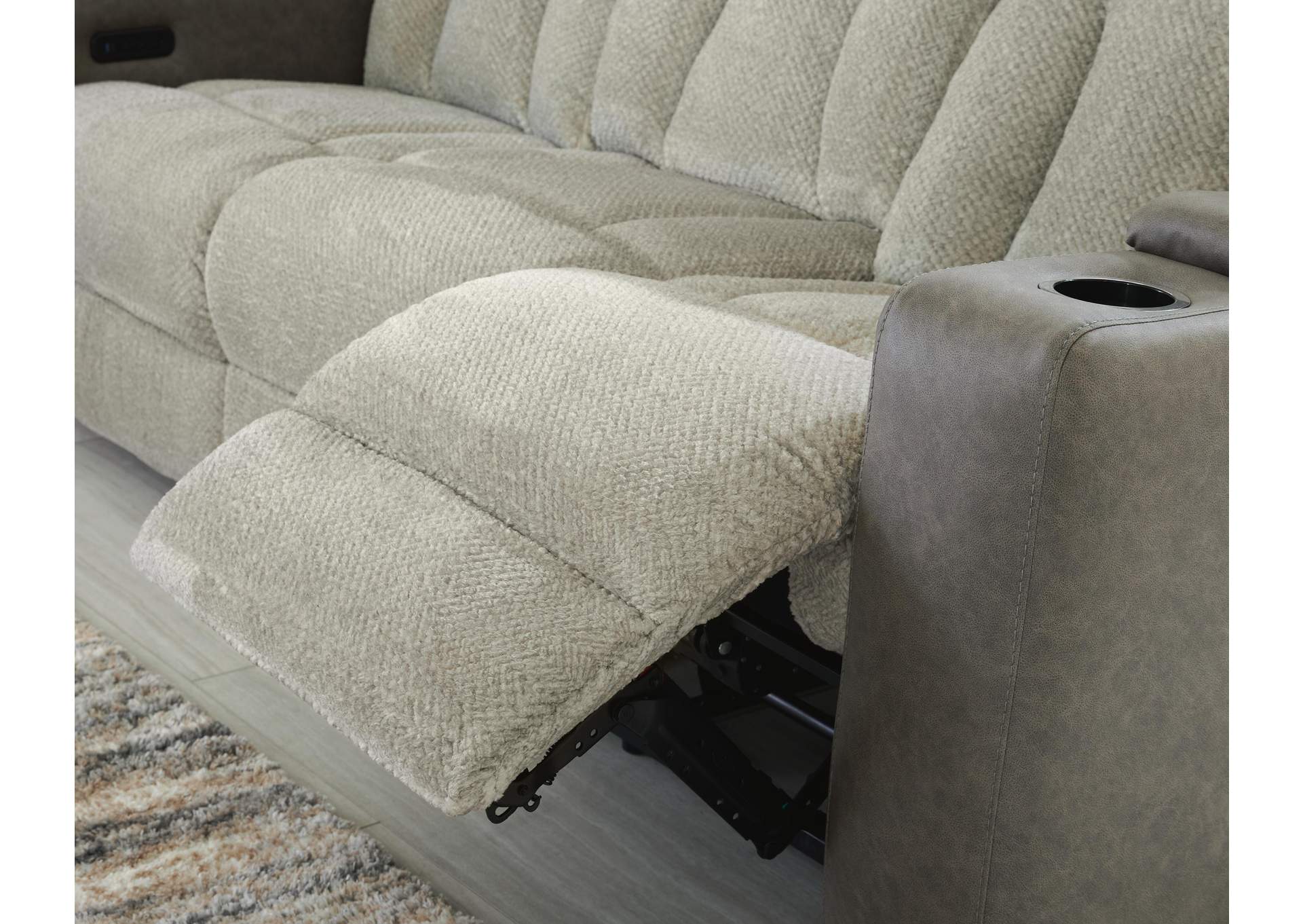 Stately Check Dual Power Reclining Sofa and Loveseat