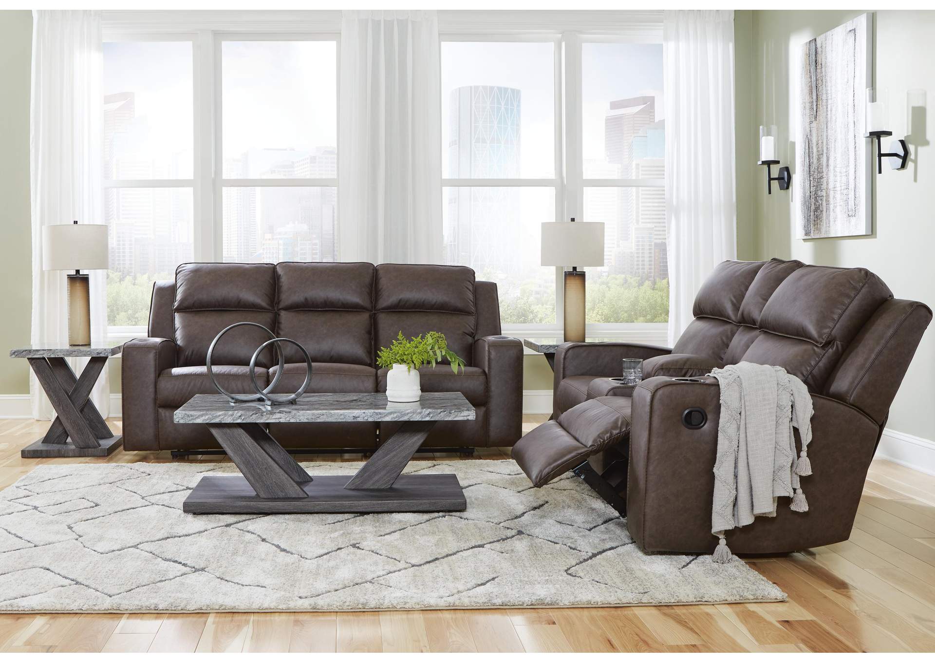 Lavenhorne Manual Reclining Sofa and Loveseat